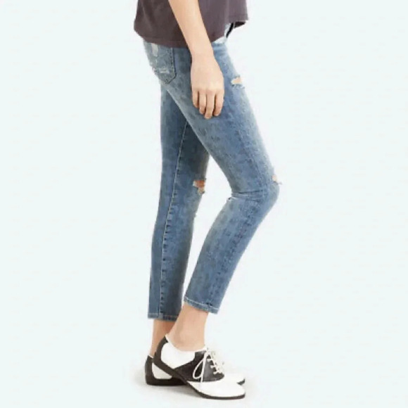 Current/Elliott The Stiletto Jeans in Denim Leopard Destroy Size 30 - Picture 3 of 15